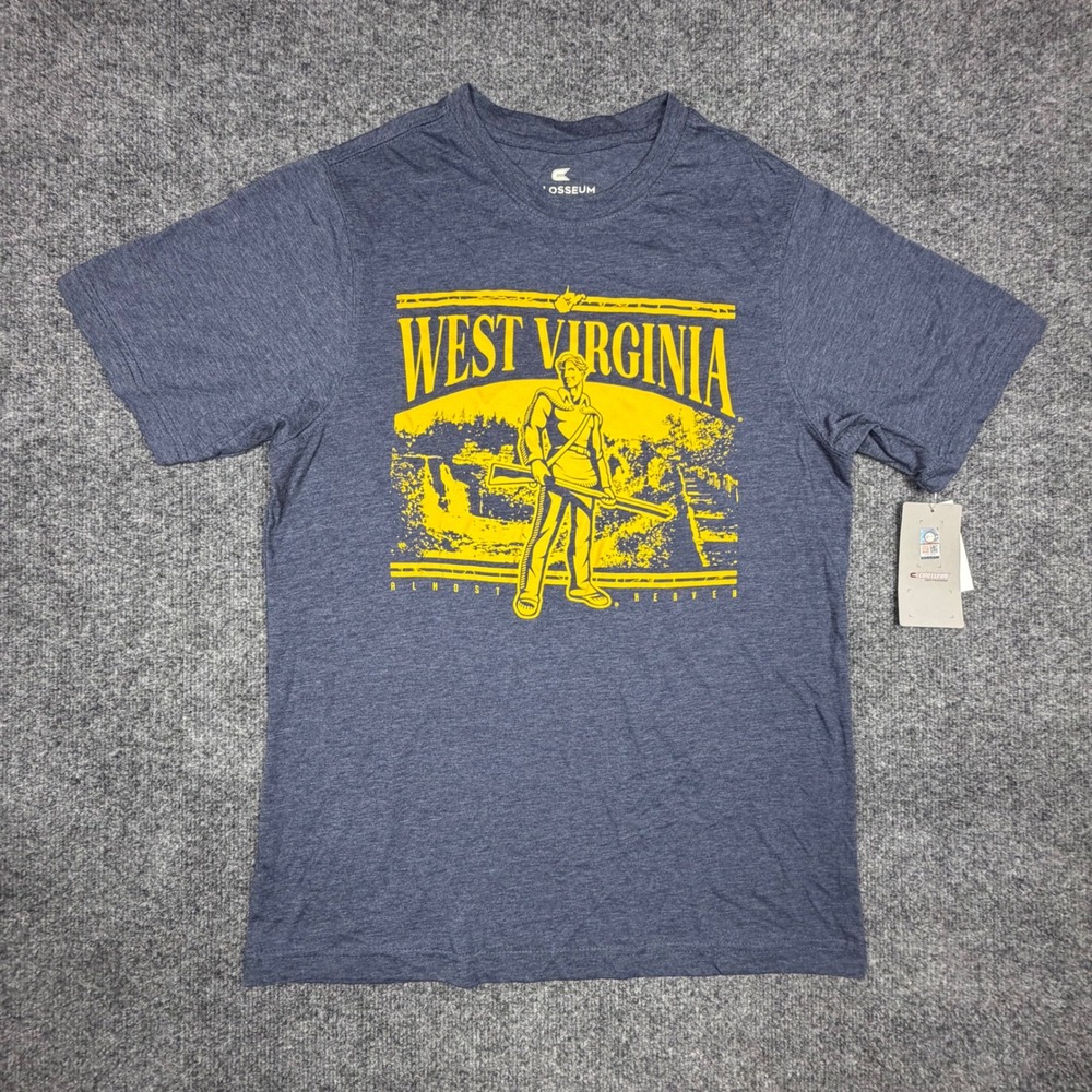 Colosseum West Virginia Mountaineers Mens Small T-Shirt Navy Blue DOTS101NV NEW